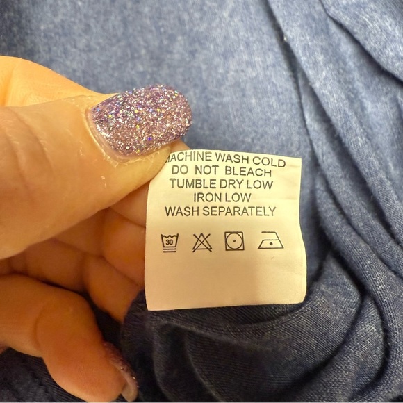 Blue and Gray Tie Front Relaxed T-Shirt size small no brand - Picture 3 of 8